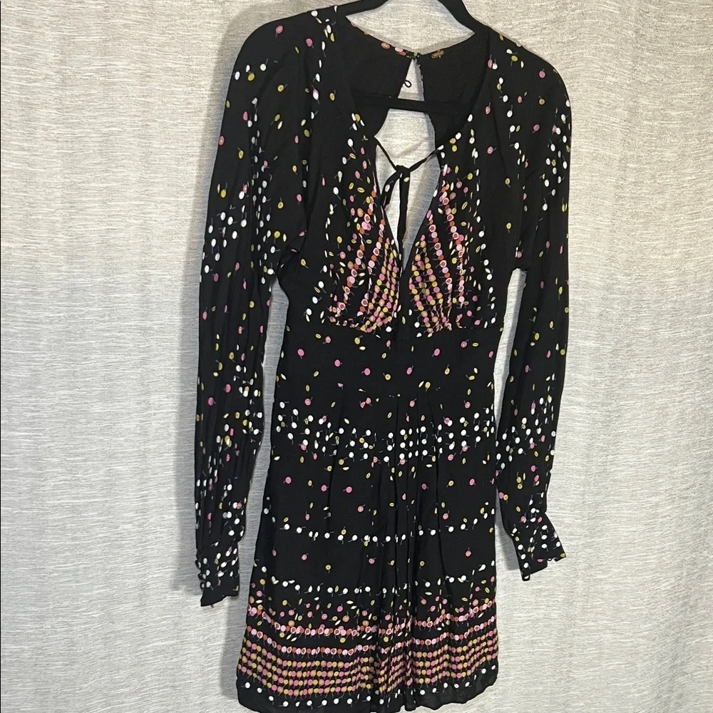 Free People Artsy Multicolor Long Sleeve Cutout Dress Size Small